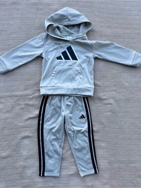 adidas Cream and Black Toddler Hoodie & Jogger Set